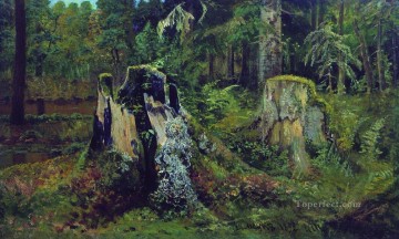 landscape with stump 1892 Ivan Ivanovich forest Oil Paintings